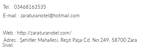 Zara Turan Apart Otel telefon numaralar, faks, e-mail, posta adresi ve iletiim bilgileri